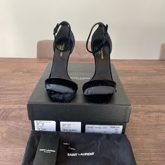 Saint Laurent Amber Velvet Sandals - Picture 2 of 10